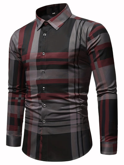 [Long Sleeve Simple Lapel Shirt] Fashionable And Simple Men's Long Sleeve Casual Lapel Simple Shirt, Trendy And Versatile, Suitable For Dates, For Formal Social Occasions And Appointments, For Summer Spring Fall