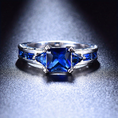 Glamorous Princess Cut Pink Zircon Ring - Sparkling Square Stone Engagement/Wedding Jewelry for Her - Perfect Valentines Day Gift for Feminine Elegance For Women