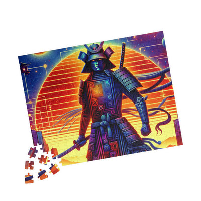 Futuristic Samurai Zodiac Art | Cosmic Warrior Digital Print | Japanese Sci-Fi Wall Decor V2 Puzzle (110, 252, 520, 1014-piece)