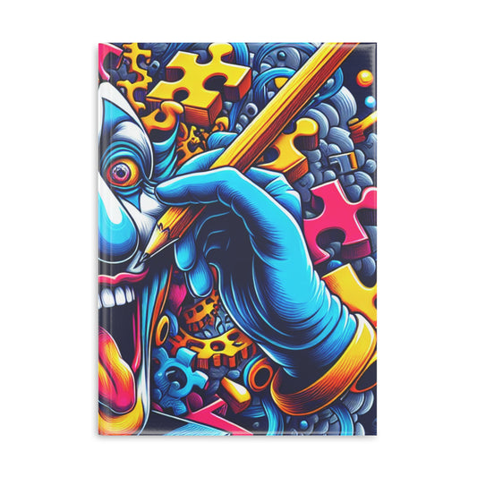 Psychedelic Hardcover Notebook, Creative Journal, Unique Sketchbook, Gift for Artists, Colorful Puzzle Cover, Fun Writing Accessory