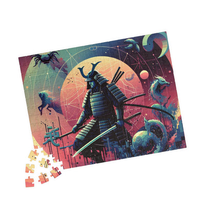 Futuristic Samurai Zodiac Art | Cosmic Warrior Digital Print | Japanese Sci-Fi Wall Decor V1 Puzzle (110, 252, 520, 1014-piece)