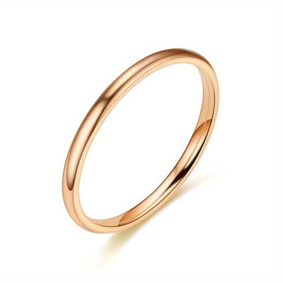 1pc 2MM Smooth Spherical Stainless Steel Ring For Women