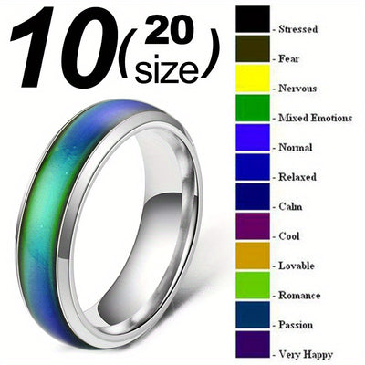 Stainless Steel Mood Ring with Temperature-Sensitive Color For Men / Women Changing Resin - Fashionable Jewelry Gift