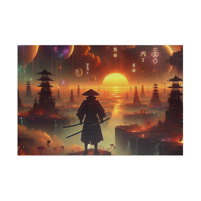 Futuristic Samurai Zodiac Art | Cosmic Warrior Digital Print | Japanese Sci-Fi Wall Decor V4 Puzzle (110, 252, 520, 1014-piece)
