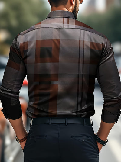 [Long Sleeve Simple Lapel Shirt] Fashionable And Simple Men's Long Sleeve Casual Lapel Simple Shirt, Trendy And Versatile, Suitable For Dates, For Formal Social Occasions And Appointments, For Summer Spring Fall