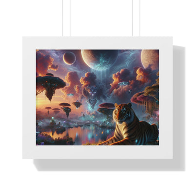 Digital Tiger In Alien Wildlife V2 Framed Horizontal Poster
