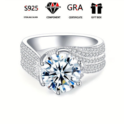 3ct/5ct Moissanite 925 Sterling Silver Inlaid Luxurious Ring for Engagement, Wedding, Evening Party, and Official Occasions For Women