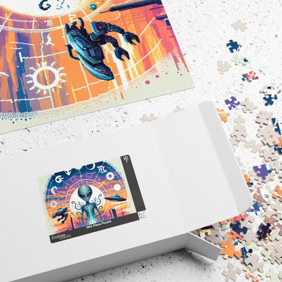 Digital Alien In Abstract Zodiac Signs V1 Puzzle (110, 252, 520, 1014-piece)