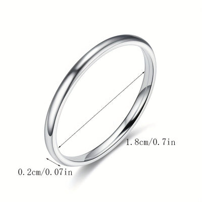 1pc 2MM Smooth Spherical Stainless Steel Ring For Women