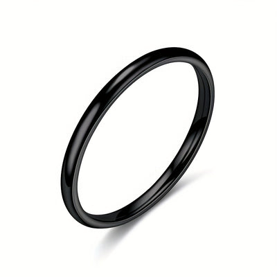 1pc 2MM Smooth Spherical Stainless Steel Ring For Women