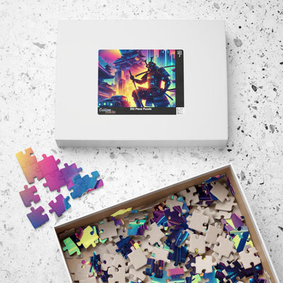 Futuristic Samurai and Spaceships | Sci-Fi Cyberpunk Wall Art | Japanese Warrior Digital Print V6 Puzzle (110, 252, 520, 1014-piece)