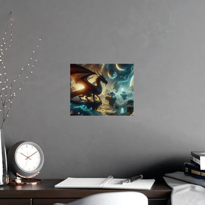 Mystical Dragon Wall Art Print, Fantasy Decor, Matte Poster for Home, Office, Gift for Dragon Lovers, Fantasy Art, Unique Room Decor