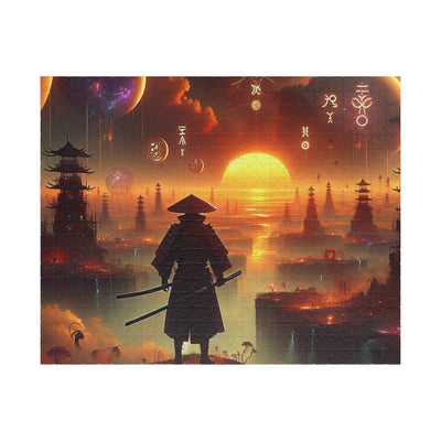 Futuristic Samurai Zodiac Art | Cosmic Warrior Digital Print | Japanese Sci-Fi Wall Decor V4 Puzzle (110, 252, 520, 1014-piece)