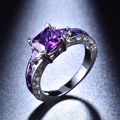 Glamorous Princess Cut Pink Zircon Ring - Sparkling Square Stone Engagement/Wedding Jewelry for Her - Perfect Valentines Day Gift for Feminine Elegance For Women