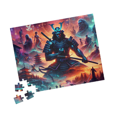 Futuristic Samurai Zodiac Art | Cosmic Warrior Digital Print | Japanese Sci-Fi Wall Decor V5 Puzzle (110, 252, 520, 1014-piece)