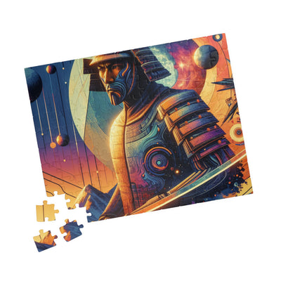 Futuristic Samurai and Spaceships | Sci-Fi Cyberpunk Wall Art | Japanese Warrior Digital Print V2 Puzzle (110, 252, 520, 1014-piece)