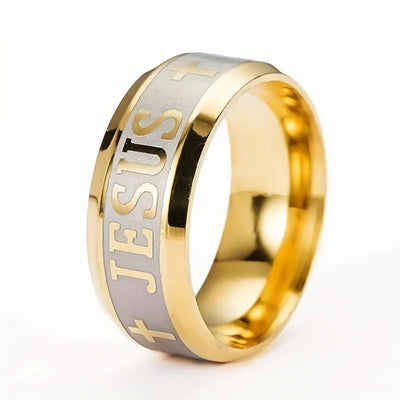 1pc Men's Stainless Steel Cross Ring
