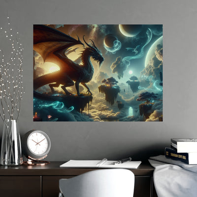 Mystical Dragon Wall Art Print, Fantasy Decor, Matte Poster for Home, Office, Gift for Dragon Lovers, Fantasy Art, Unique Room Decor