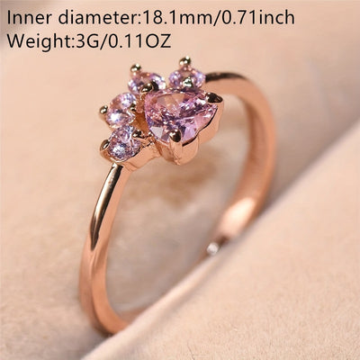Cat Dog Paw Ring Engagement Adjustable Wedding Band Ring Valentine's Day Gift For Women