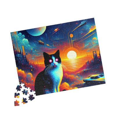 Digital Cat In Cyberpunk Animals V1 Puzzle (110, 252, 520, 1014-piece)
