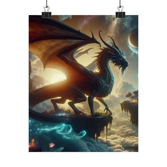 Fantasy Dragon Art Poster, Magical Wall Decor, Whimsical Print for Home, Gift for Fantasy Fans, Modern Art for Office