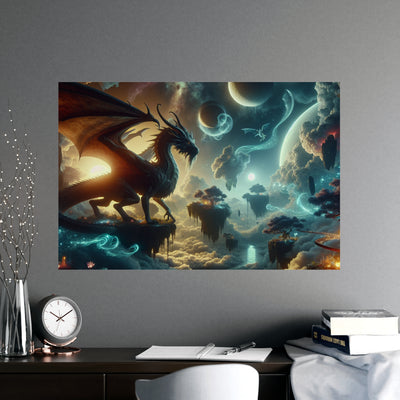 Mystical Dragon Wall Art Print, Fantasy Decor, Matte Poster for Home, Office, Gift for Dragon Lovers, Fantasy Art, Unique Room Decor