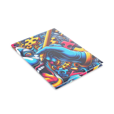 Psychedelic Hardcover Notebook, Creative Journal, Unique Sketchbook, Gift for Artists, Colorful Puzzle Cover, Fun Writing Accessory