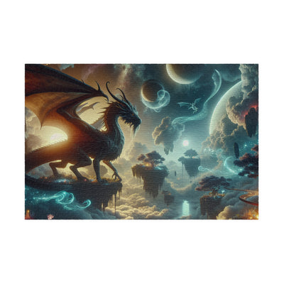 Celestial Dragon Fantasy Art | Mystical Space Landscape Wall Decor | Digital Print Puzzle (110, 252, 520, 1014-piece)