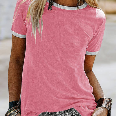 Loose Crew Neck T-shirt, Casual Simple Short Sleeve Summer T-Shirts Tops, Women's Clothing