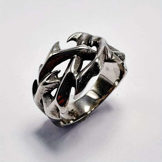 1pc Stainless Steel Ring, Casual Trendy Single Ring For Men