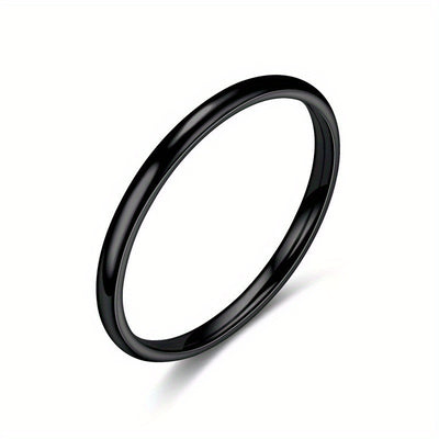 1pc 2MM Smooth Spherical Stainless Steel Ring For Women