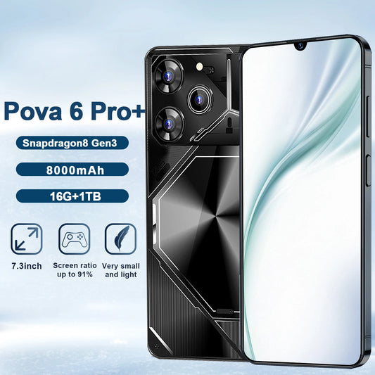 Original Pova 6 Pro Smartphone 7.3HD Screen 22G+2T Android14 10core 8000Mah Cellulare Dual Sim Face Unlocked 5GMobile Phone NFC