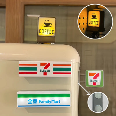 Coffee Shop Magnetic Fridge Stickers Creative Convenience Store Light Signs Home Decorative Ornaments 711 Luminous Light Boxes