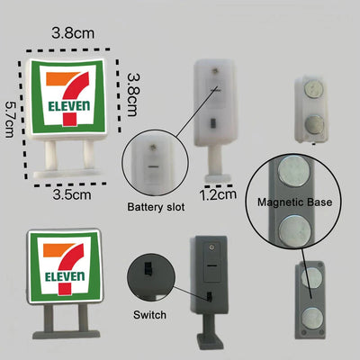 Coffee Shop Magnetic Fridge Stickers Creative Convenience Store Light Signs Home Decorative Ornaments 711 Luminous Light Boxes