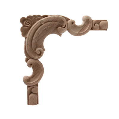 NEW Decoration European Decor Modern Onlay Wood Decal Wood Applique Wood Frame Long Large Leaves Rubber Wood Window Corner Walls