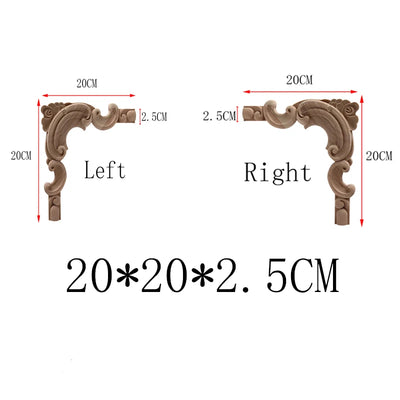 NEW Decoration European Decor Modern Onlay Wood Decal Wood Applique Wood Frame Long Large Leaves Rubber Wood Window Corner Walls