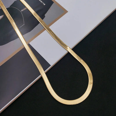Fashion 24K Gold Color Necklace 4MM/40-45-50CM Blade Necklace Snake Bone Chain Men's & Women's Jewelry Gifts