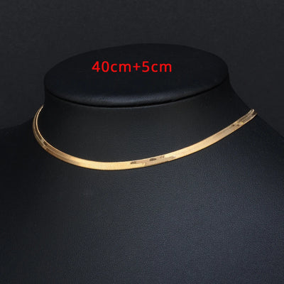 Punk Clavicle Flat Blade Snake Link Choker Necklace Gold Silver Color Stainless Steel Neck Chains For Women Jewelry Chocker 2023
