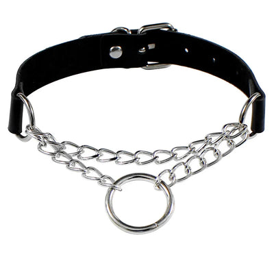 Round Layered Necklace Black Chain Necklaces for Women Men Pu Leather Gothic Punk Statement Choker Necklace Cosplay Jewelry
