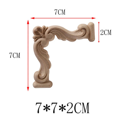 NEW Decoration European Decor Modern Onlay Wood Decal Wood Applique Wood Frame Long Large Leaves Rubber Wood Window Corner Walls