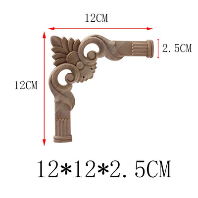 NEW Decoration European Decor Modern Onlay Wood Decal Wood Applique Wood Frame Long Large Leaves Rubber Wood Window Corner Walls