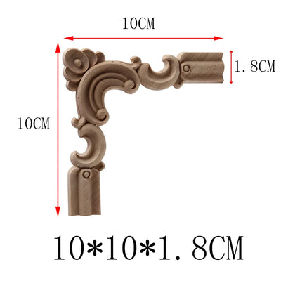 NEW Decoration European Decor Modern Onlay Wood Decal Wood Applique Wood Frame Long Large Leaves Rubber Wood Window Corner Walls