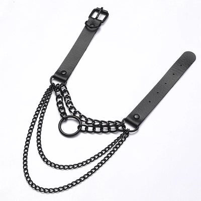 Layered Chain necklace Punk choker collar goth pendant necklace women black leather emo gothic  jewelry