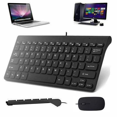 Protable Ultra-thin Mini Wired Keyboard USB Waterproof Home Office mouse Keyboard combo set For PC Desktop Laptop Computer