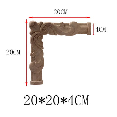 NEW Decoration European Decor Modern Onlay Wood Decal Wood Applique Wood Frame Long Large Leaves Rubber Wood Window Corner Walls