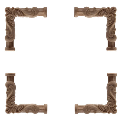 NEW Decoration European Decor Modern Onlay Wood Decal Wood Applique Wood Frame Long Large Leaves Rubber Wood Window Corner Walls