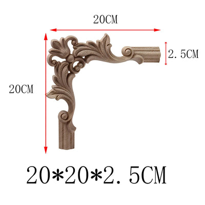 NEW Decoration European Decor Modern Onlay Wood Decal Wood Applique Wood Frame Long Large Leaves Rubber Wood Window Corner Walls