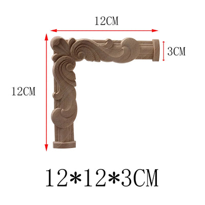 NEW Decoration European Decor Modern Onlay Wood Decal Wood Applique Wood Frame Long Large Leaves Rubber Wood Window Corner Walls