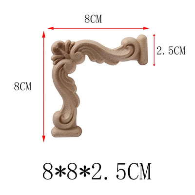 NEW Decoration European Decor Modern Onlay Wood Decal Wood Applique Wood Frame Long Large Leaves Rubber Wood Window Corner Walls