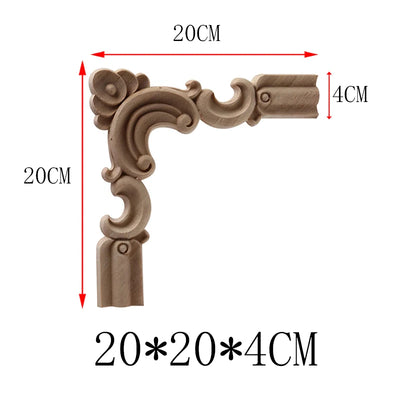 NEW Decoration European Decor Modern Onlay Wood Decal Wood Applique Wood Frame Long Large Leaves Rubber Wood Window Corner Walls